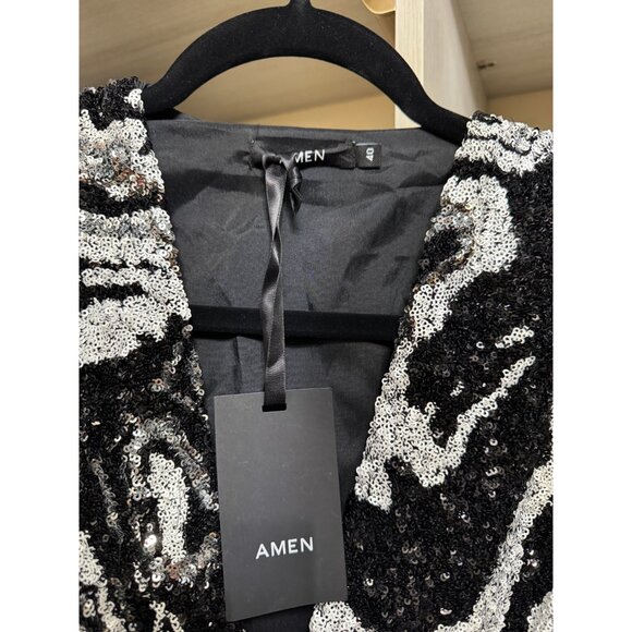 NWT AMEN Black Sequin Mini Dress Sz 40 Italy/US 4 Designer ($1500) Party NYE - Picture 6 of 8